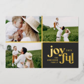 Noël 3 photo moderne noir foin carte de vacances (Recto)