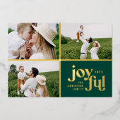 Noël 3 photo moderne vert foin carte de vacances (Recto)