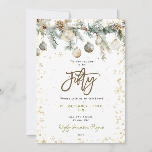 Noël 50 fête baubles pin invitation (Devant)