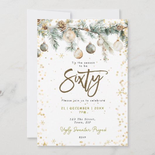 Noël 60 fête baubles pin invitation (Devant)