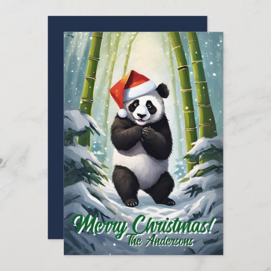 Noël 7 panda, Joyeuses fêtes, carte de Noël (Devant / Derrière)