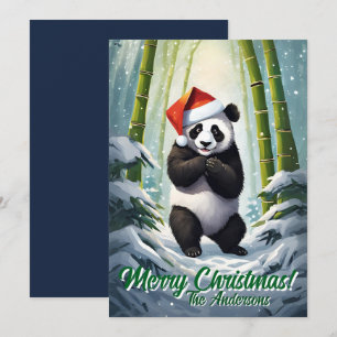Noël 7 panda, Joyeuses fêtes, carte de Noël