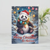 Noël 8 panda, Joyeuses fêtes, carte de Noël (Debout devant)