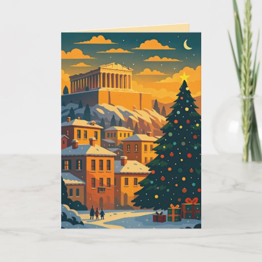 Noël à Athènes Grèce Carte de vacances – Festive (Devant)