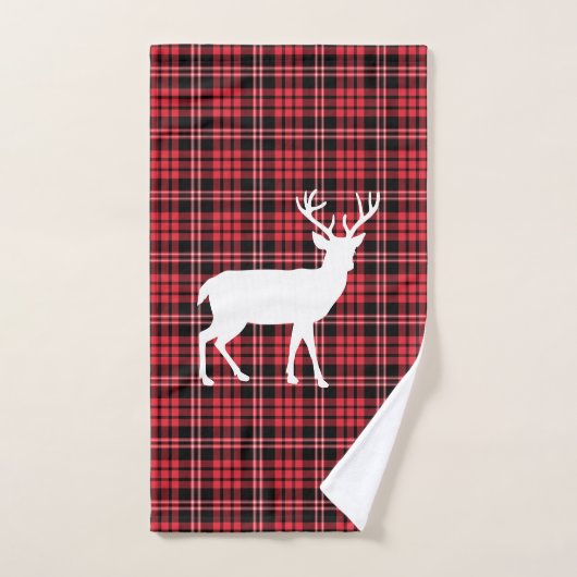 Noël à carreaux rouge rustique (Serviette à main)