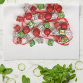 Noël a décoré la serviette de cuisine d'arbre (Plié)