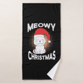 Noël à Meowy avec chat de Noël (Serviette de bain)