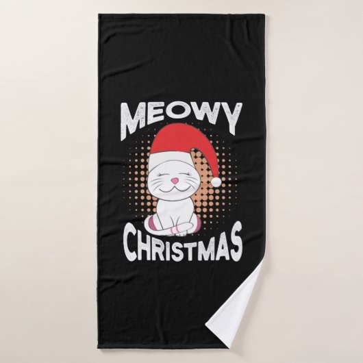 Noël à Meowy avec chat de Noël (Serviette de bain)