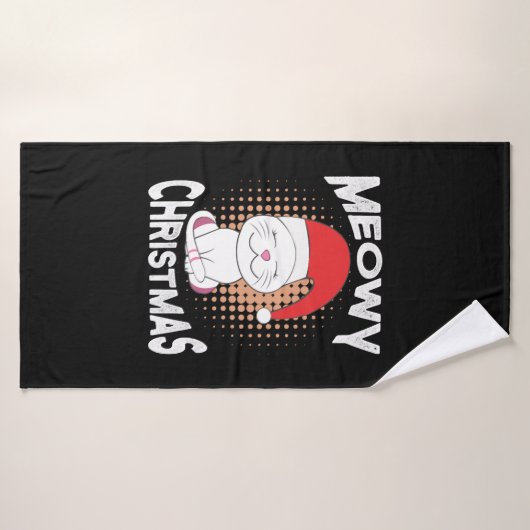 Noël à Meowy avec chat de Noël (Serviette de bain)
