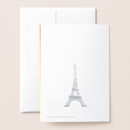 Noël à Paris n°3 Carte à feuille d'or (Derrière avec enveloppe)