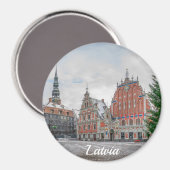 Noël à Riga Lettonie Magnet (Recto/Verso)
