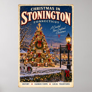 Noël à Stonington Connecticut Affiche de voyage vi