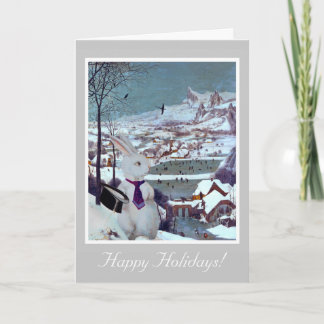 Noël à un lapin blanc - Carte d'art Vintage