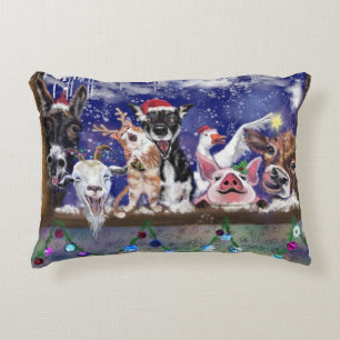 Noël Accent Coussin Bonne fête des animaux de ferm