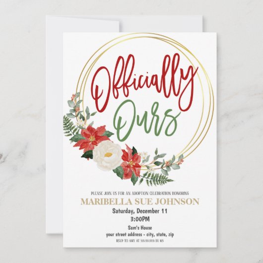 Noël Adoption Fête Invitation (Devant)