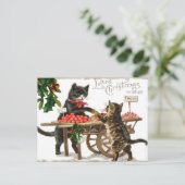 Noël affectueux du chat vintage souhaite la carte (Debout devant)