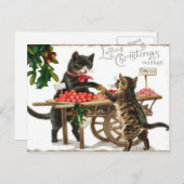 Noël affectueux du chat vintage souhaite la carte (Devant / Derrière)