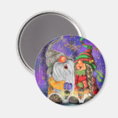 Noël Aimant Cadeau Couple Gnomes Chanter (Recto/Verso)