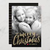 Noël Amour Vacances Carte photo Or (Devant / Derrière)