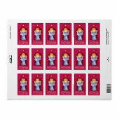 Noël ange rouge cadeau étiquettes (Feuille entière)