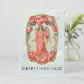 Noël Ange victorien Rose encadré Invitation (Debout devant)