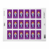 Noël ange violet cadeau étiquettes (Feuille entière)