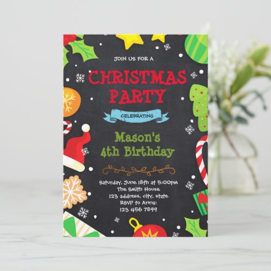 Noël anniversaire cadeau échange invitation (Debout devant)