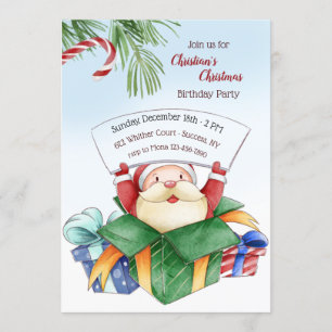 Noël Anniversaire fête de l'aquarelle Invitation