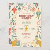 Noël anniversaire ornements Invitation (Devant / Derrière)