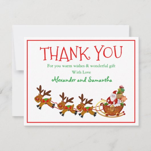 Noël Antler Deer Santa Claus Carte de remerciement (Devant)