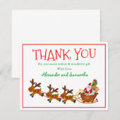 Noël Antler Deer Santa Claus Carte de remerciement (Devant / Derrière)