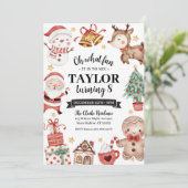 Noël Aquarelle Anniversaire Fête Invitation (Debout devant)
