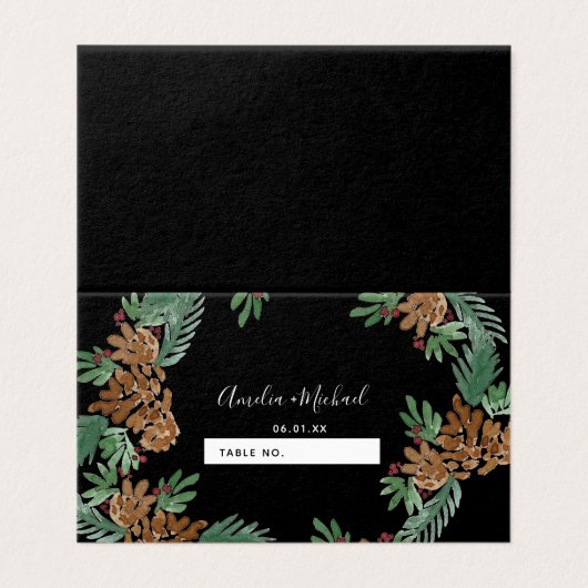 Noël Aquarelle Pinecones Mariage Siège (Outside Unfolded)