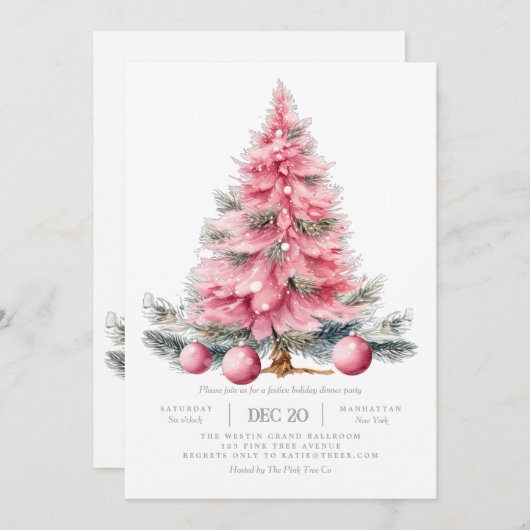 Noël Arbre classique Dîner de vacances Invitation (Devant / Derrière)