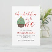 Noël Arbre Cupcake Invitation d'anniversaire (Debout devant)