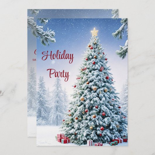 Noël Arbre Fête Invitation (Devant / Derrière)
