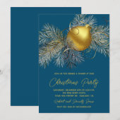 Noël Arbre Ornament Invitation bleu (Devant / Derrière)