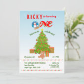 Noël Arbre première fête d'anniversaire Invitation (Debout devant)