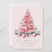 Noël Arbre rose Dîner Invitation (Devant)