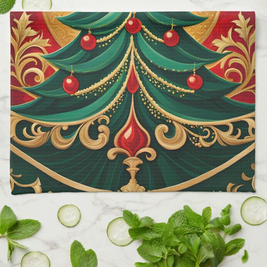 Noël Arbre Serviette de cuisine de vacances (Plié)