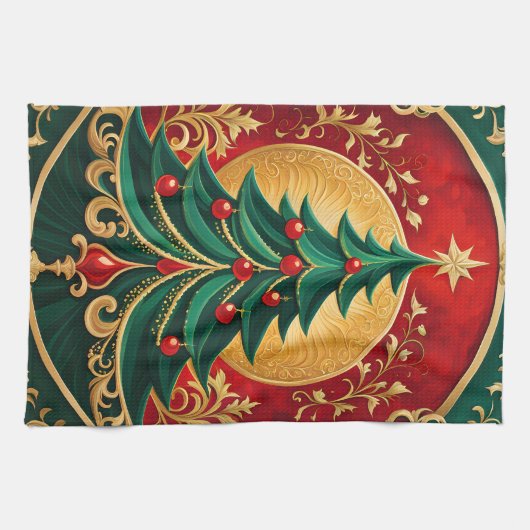 Noël Arbre Serviette de cuisine de vacances (Horizontal)