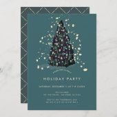 Noël Arbre Turquoise Fête Invitation (Devant / Derrière)