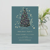 Noël Arbre Turquoise Fête Invitation (Debout devant)