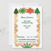 Noël Arbres Snowflakes Gold Frame Invitation (Devant)