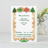 Noël Arbres Snowflakes Gold Frame Invitation (Debout devant)
