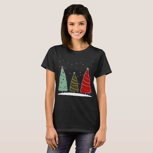 Noël arbres vacances neige festive T-shirt (Devant entier)