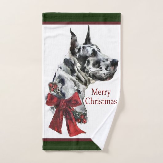 Noël Arlequin Great Dane (Serviette à main)