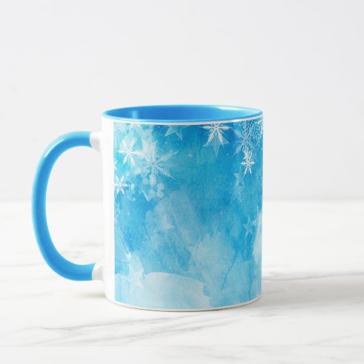 Noël aux flocons bleus élégants| Mug classique (Gauche)