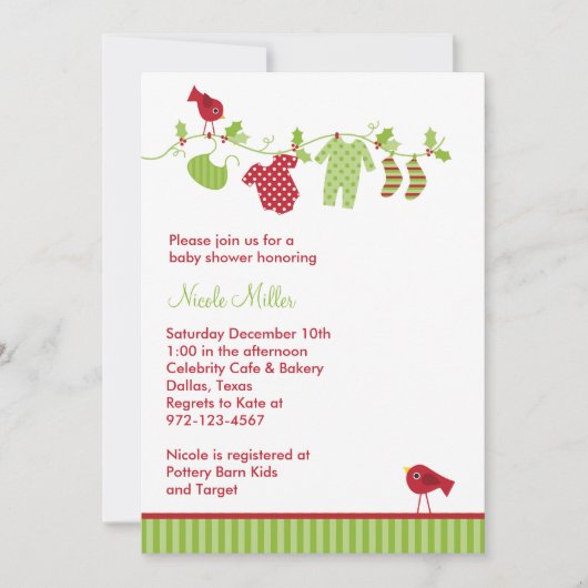 Noël Baby Laverie Invitations (Devant)