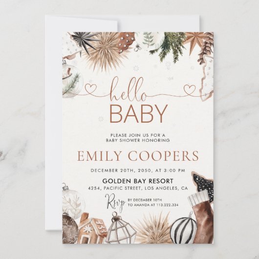 Noël Baby shower confortable Invitation (Devant)